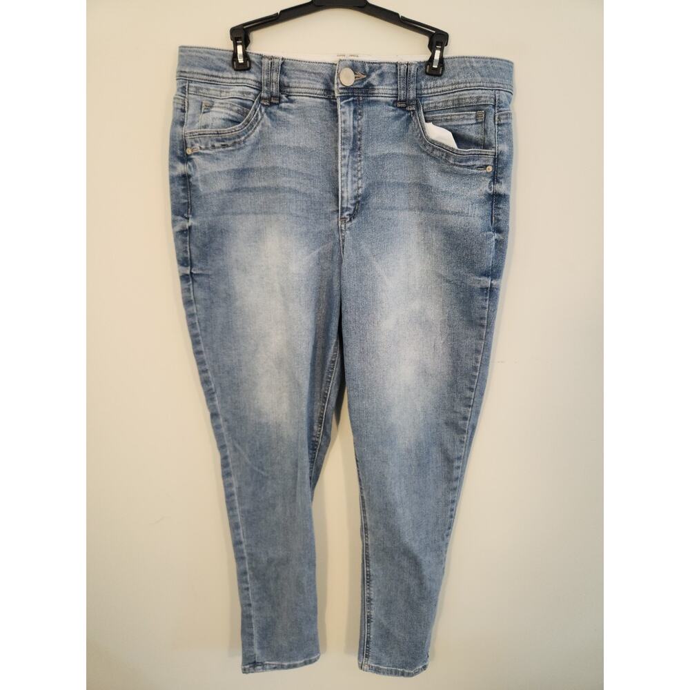 Democracy Jeans Womens 16 (36x28) Blue "Ab" Solution Technology Whiskers Stretch